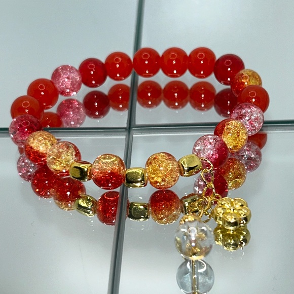 Hand Crafted Jewelry Glass Beads Jewelry Set Red Holidays Poshmark